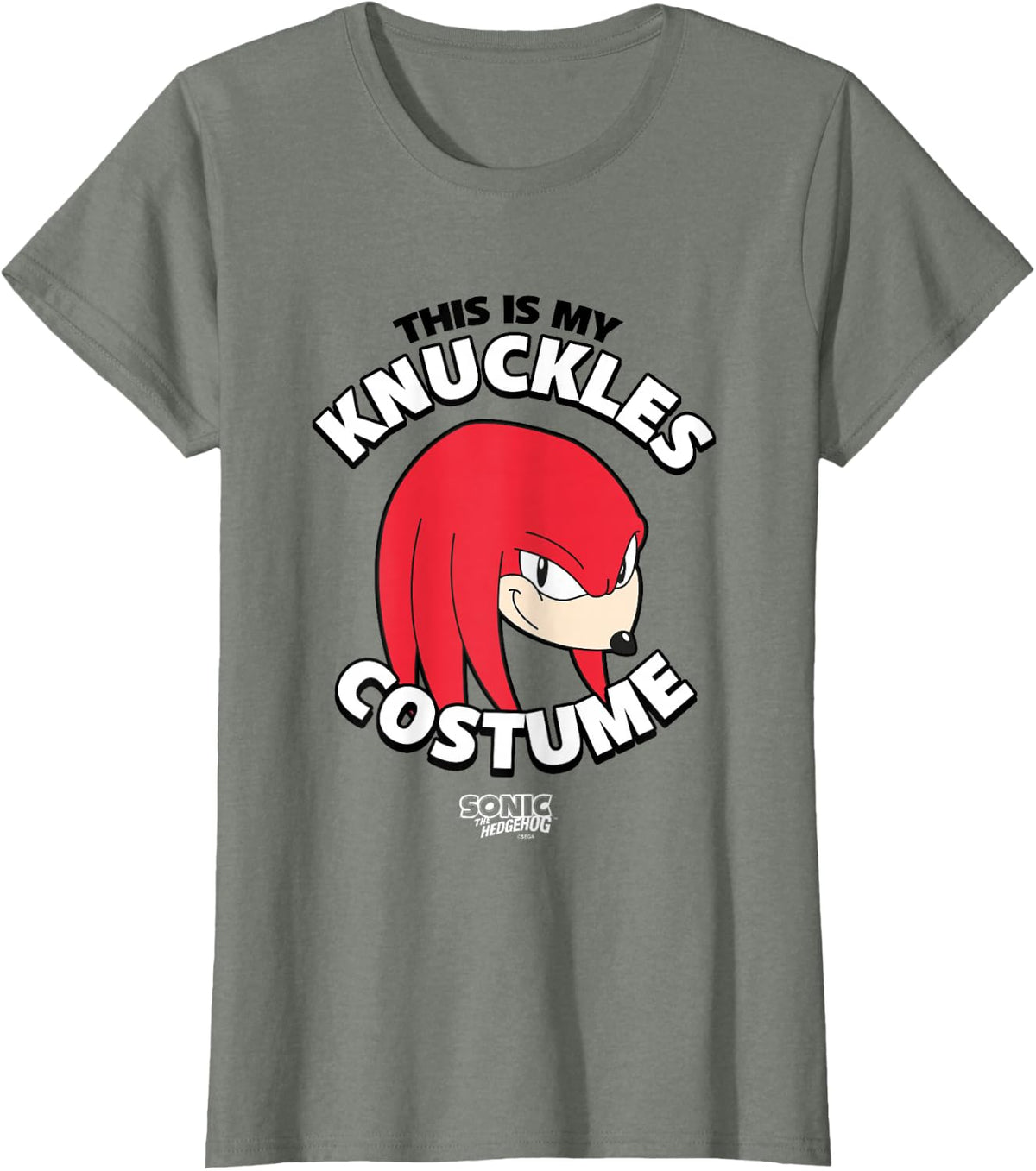 Sonic The Hedgehog Halloween Retro Knuckles Costume T-Shirt - Olive Heather