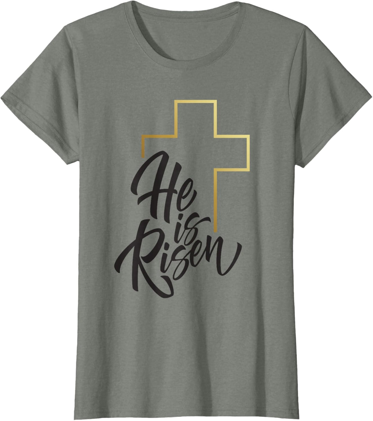 Happy Easter Shirt He Is Risen Jesus Cross Scripture Matthew T-Shirt - Olive Heather