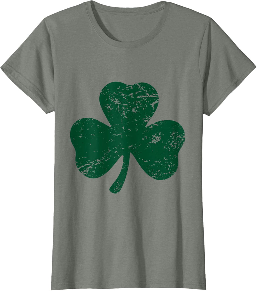 Simple Lucky Shamrock Clover St. Patrick’s Day Design T-Shirt - Olive Heather
