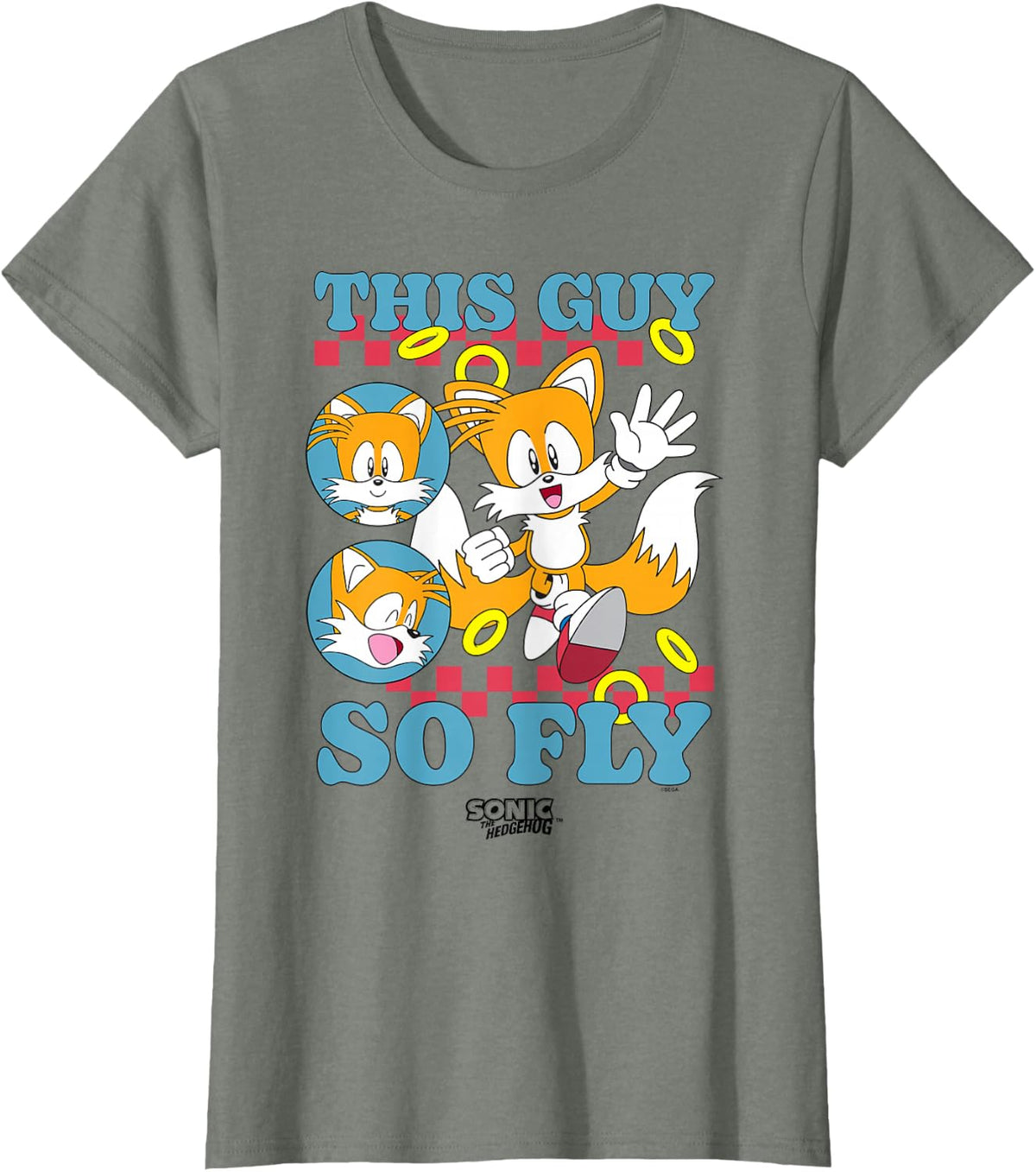 Sonic The Hedgehog This Guy So Fly Tails Vintage Logo T-Shirt - Olive Heather