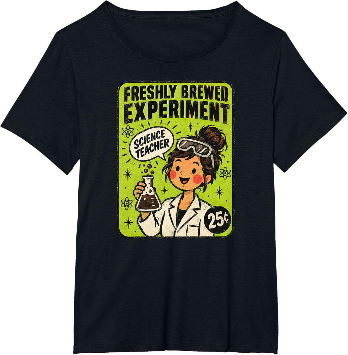 Science Teacher Freshly Brewed Experiment Retro Coffee Lab T-Shirt - Black