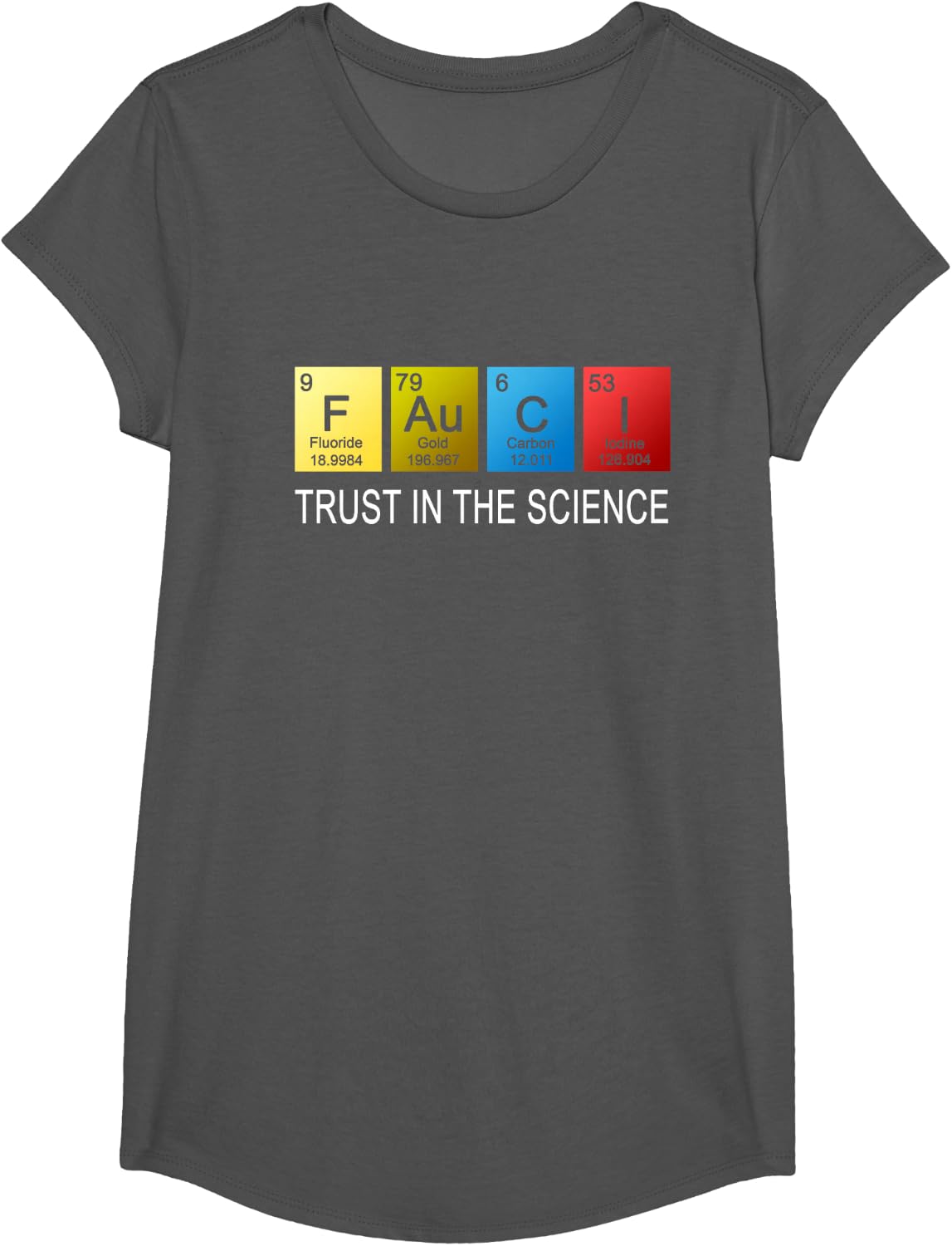 Fauci Trust in the Science Wear a Mask or Get Vaccinated T-Shirt - Girls Asphalt Grey