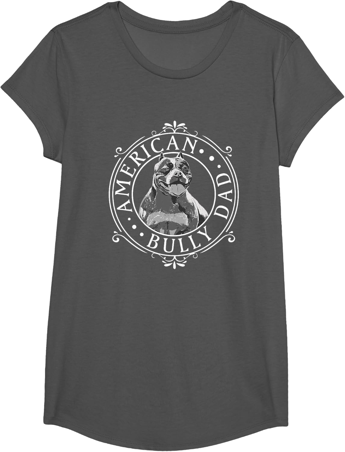 Best American Bully Dad Ever Vintage T-Shirt - Girls Asphalt Grey