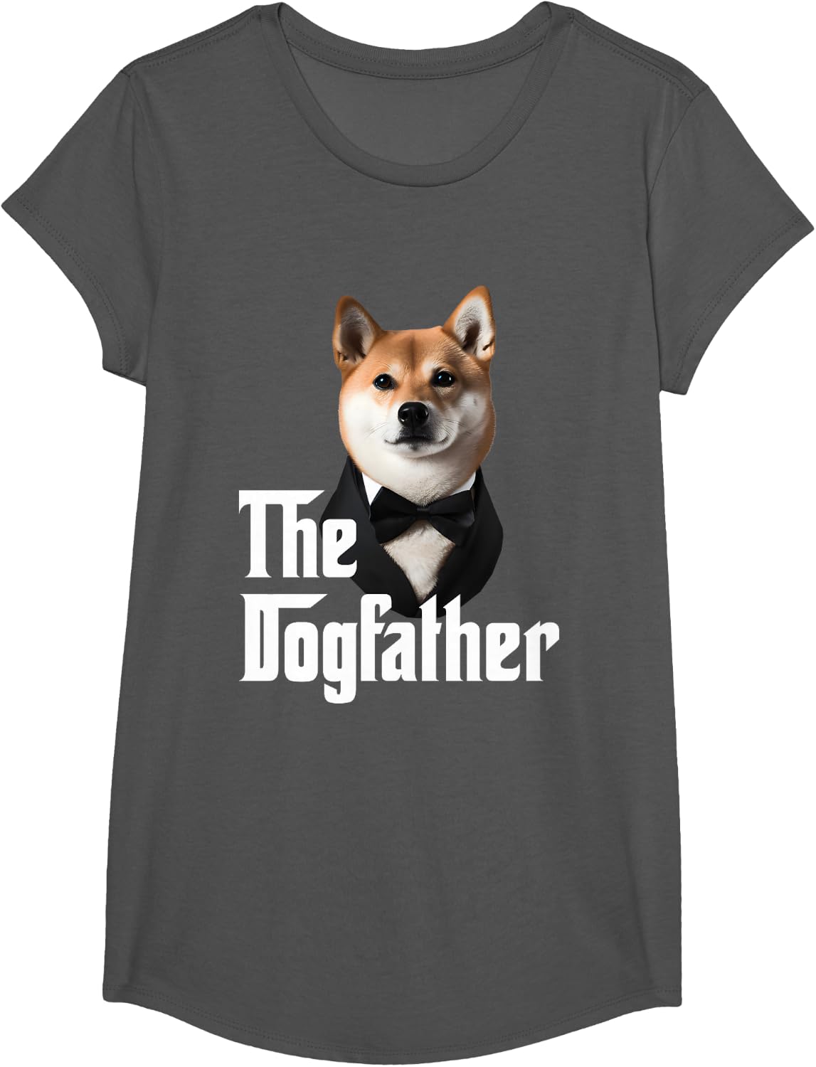 The Dogfather | Shiba Inu | Shiba Inu Owner | Dog Dad Funny T-Shirt - Girls Asphalt Grey