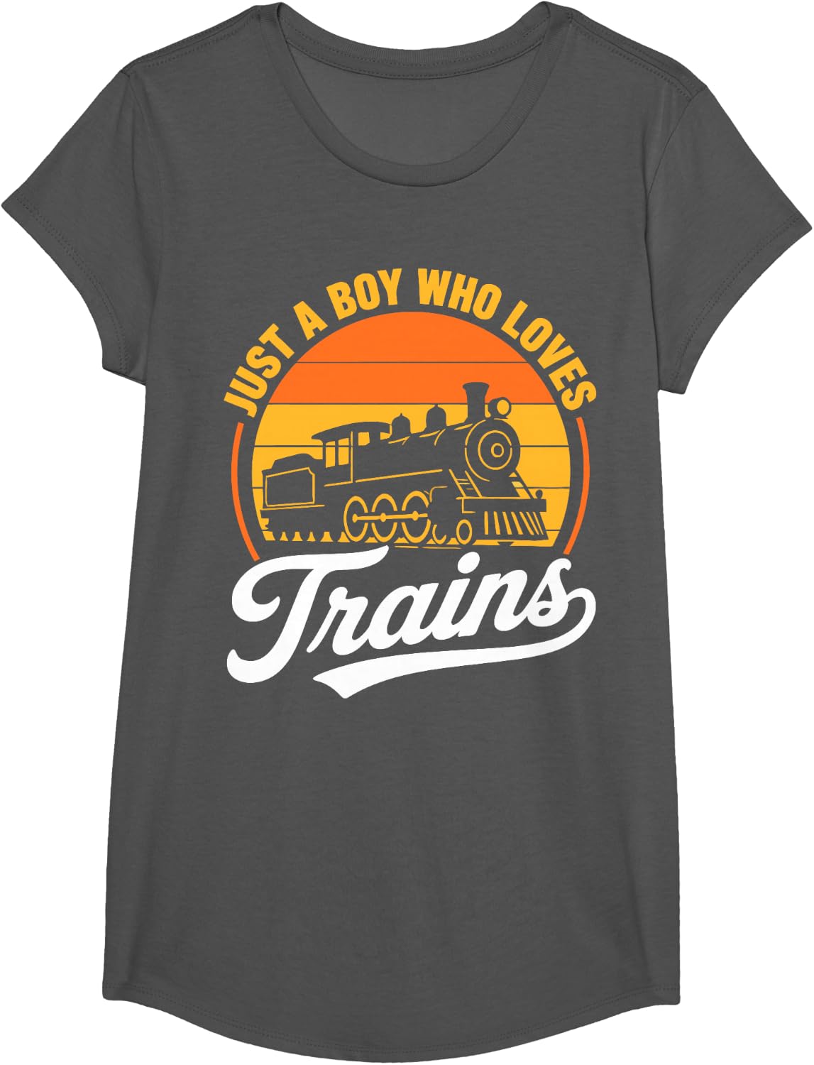 Model Railway Hobby Train Dad Boy Grandpa Railroad T-Shirt - Girls Asphalt Grey