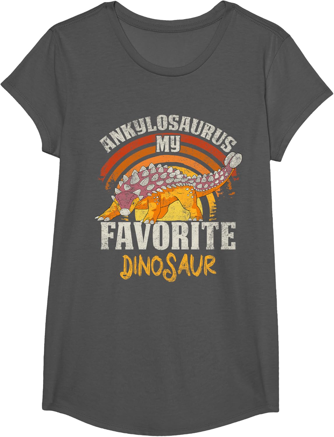 Ankylosaurus My Favorite Dinosaur Design For Paleontologist T-Shirt - Girls Asphalt Grey