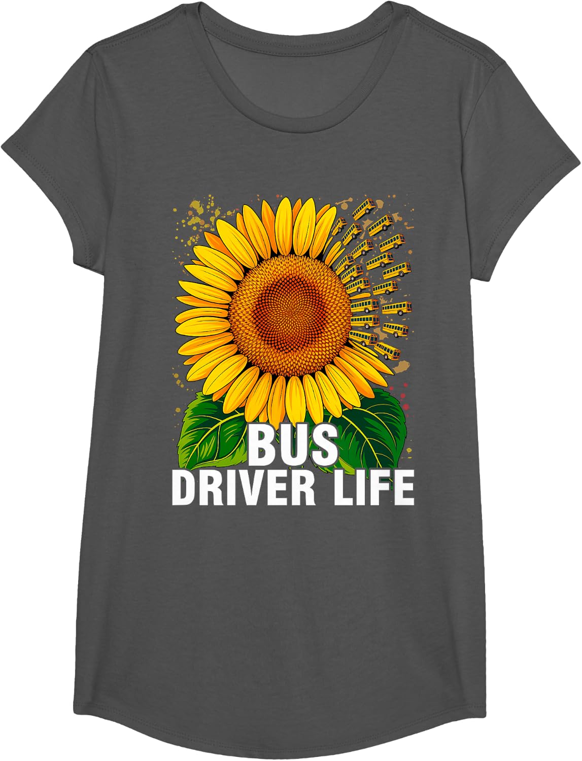 Bus Driver Life - School Bus Driver Appreciation T-Shirt - Girls Asphalt Grey