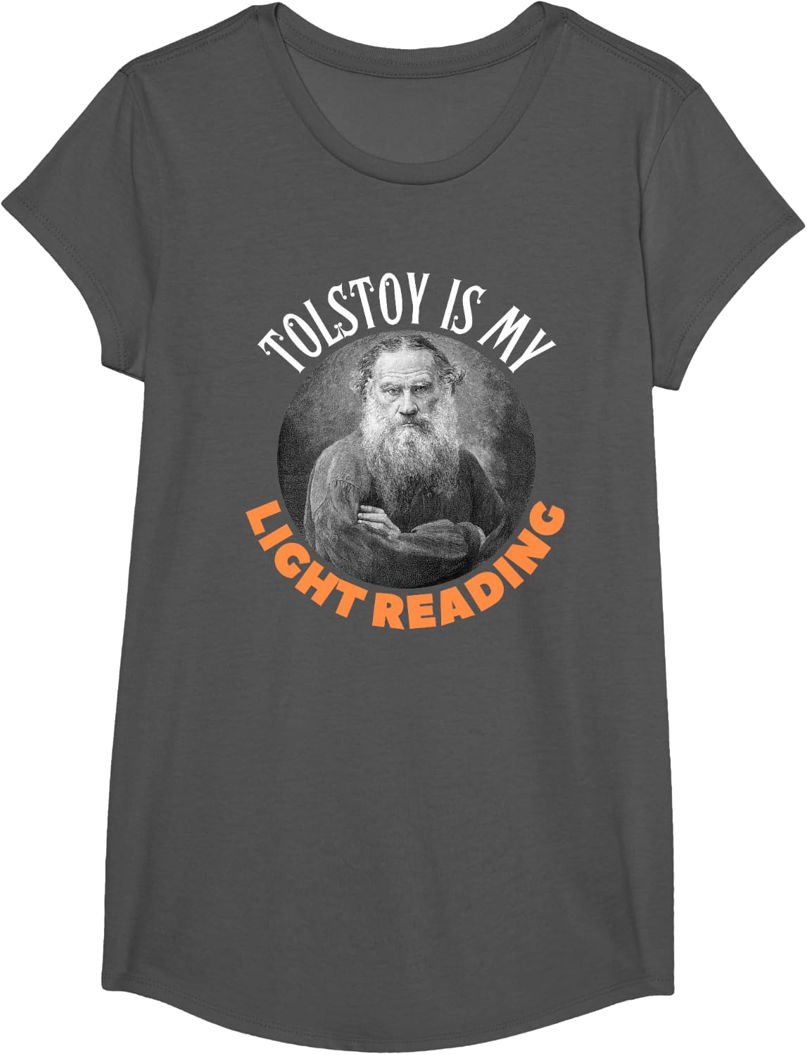 Funny Leo Tolstoy Russian Literature, Light Reading Gift T-Shirt - Girls Asphalt Grey