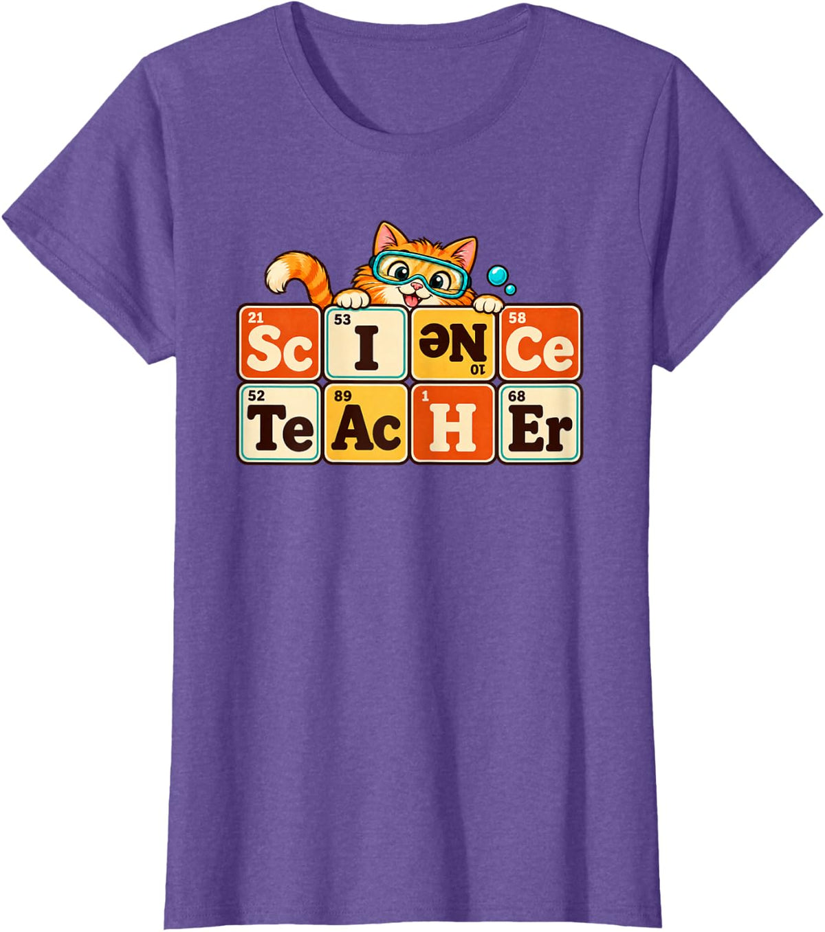 Science Teacher - Cat T-Shirt - Purple Heather