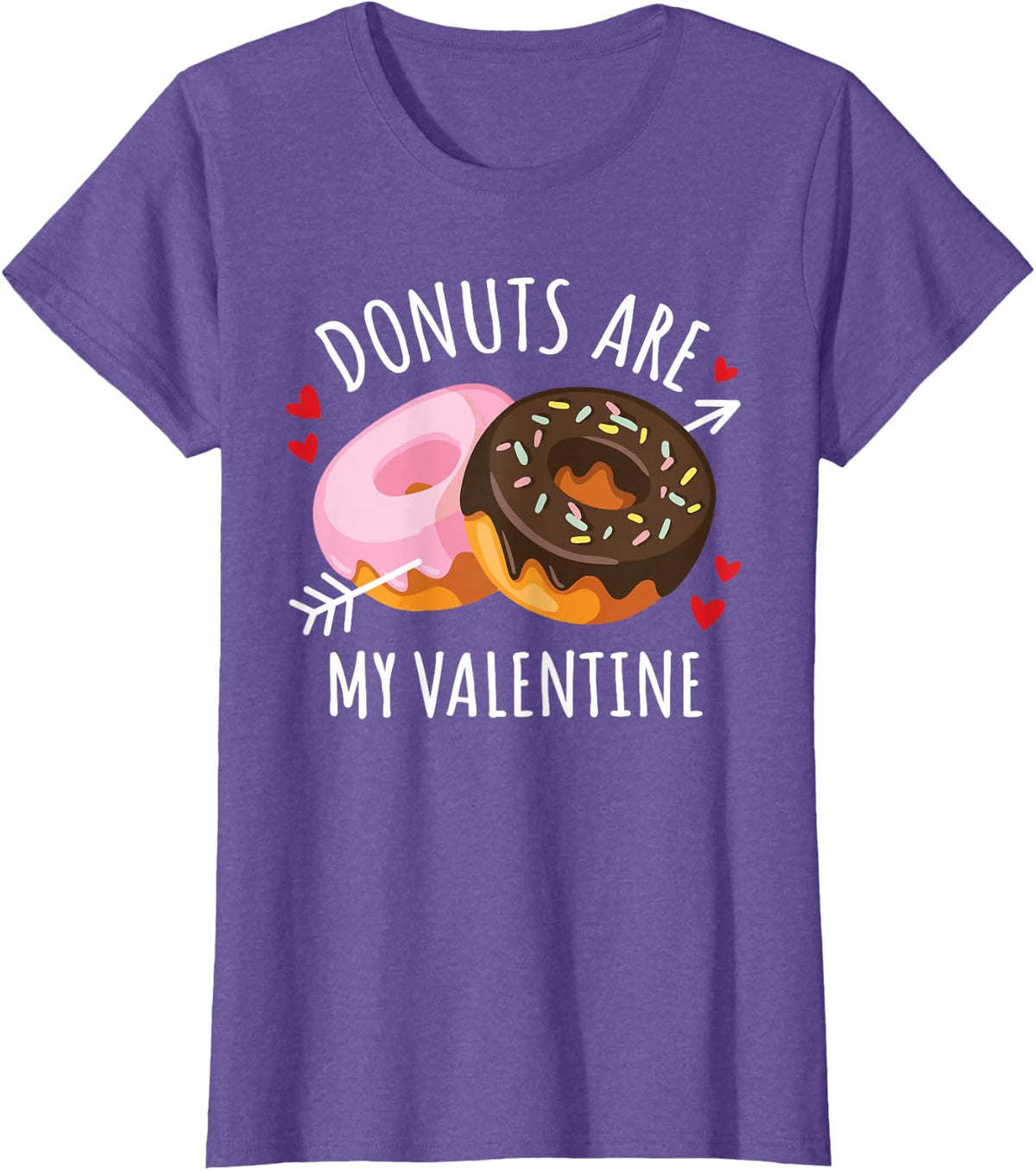 Donuts are My Valentine Mens Womens Boys Funny Valentine Day T-Shirt - Purple Heather