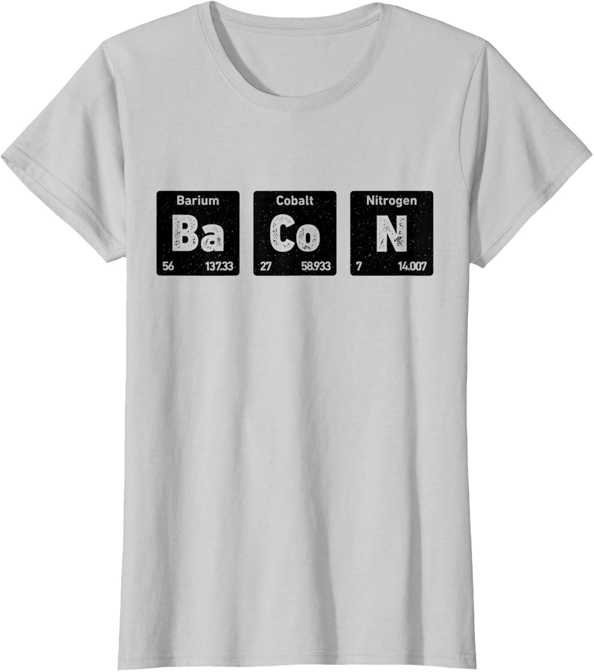 Bacon Science Chemistry Funny Periodic Table Of Elements T-Shirt - Silver Grey