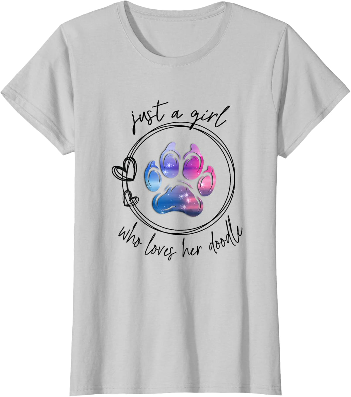 Just a Girl Who Loves Her Doodle Goldendoodle Bernedoodle T-Shirt - Silver Grey