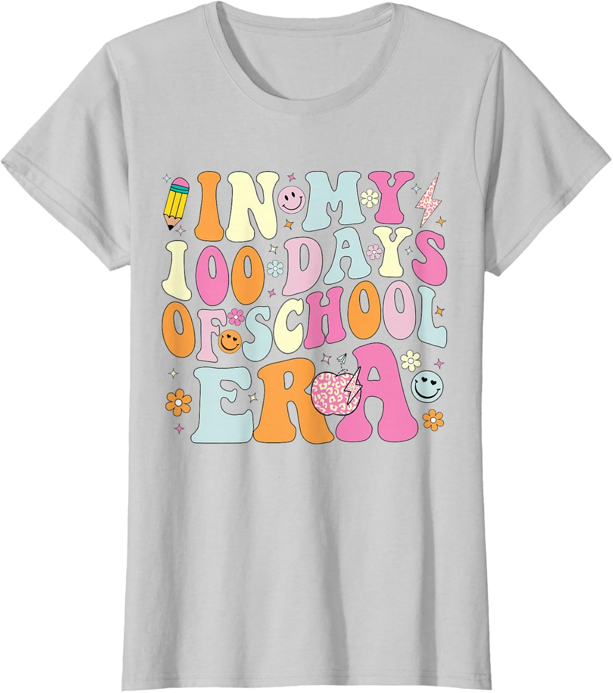 Groovy In My 100 Days Of School Era Cute 100th Day Of School Tee T-Shirt - Silver Grey
