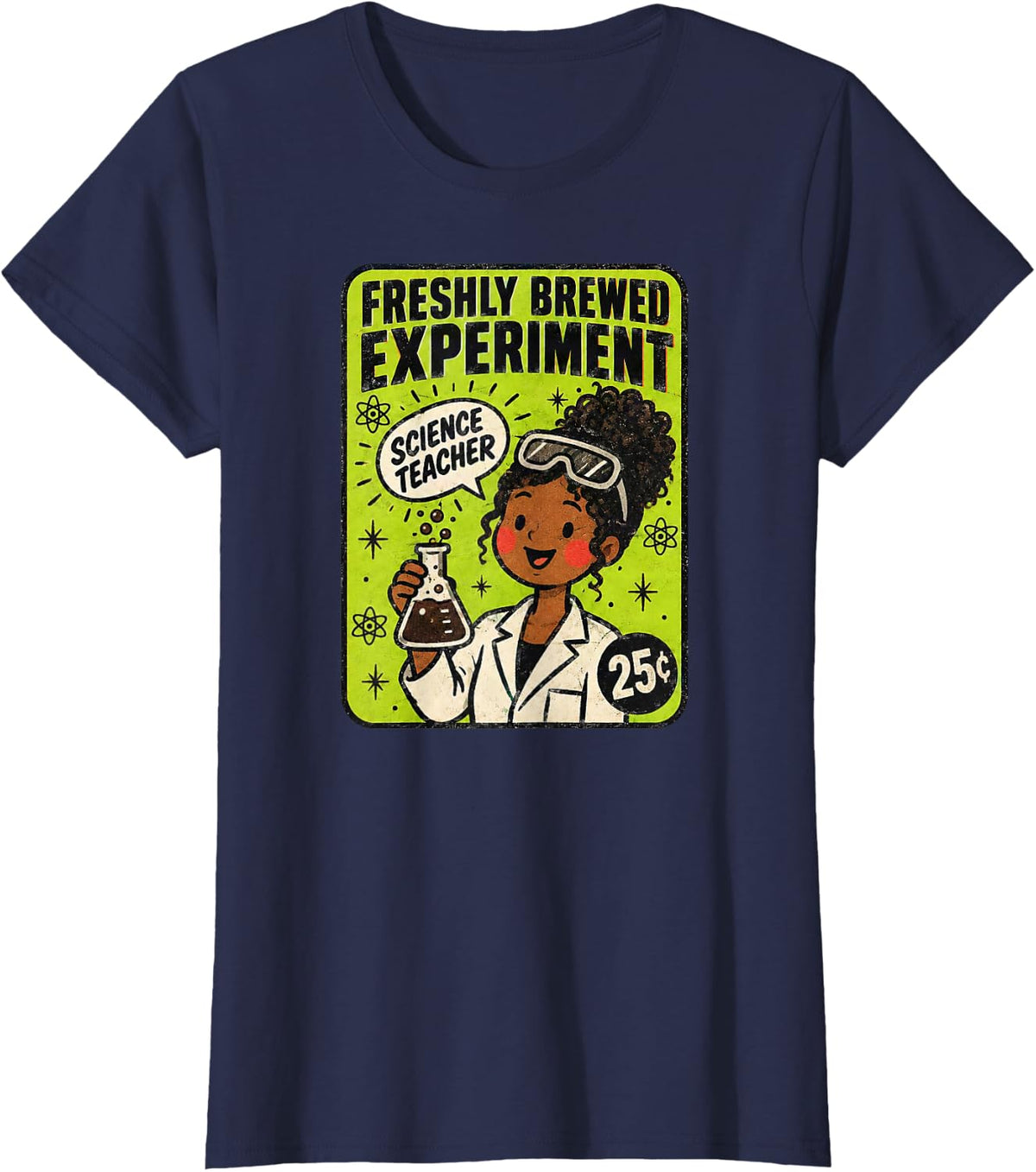 Black Science Teacher Freshly Brewed Experiment Coffee Lab T-Shirt - Navy Blue
