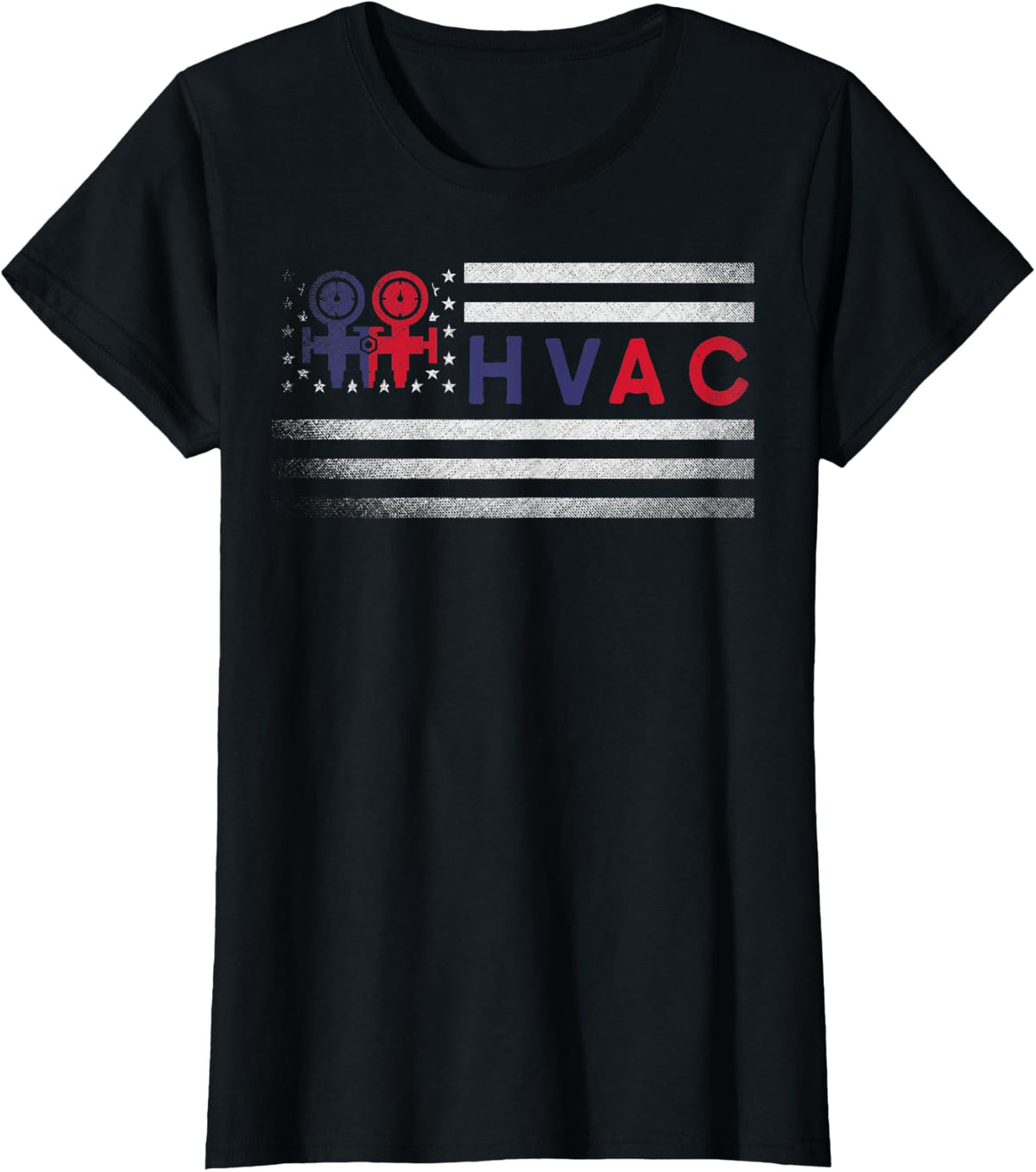 HVAC Technician, American Flag USA T-Shirt for Women Men - Black