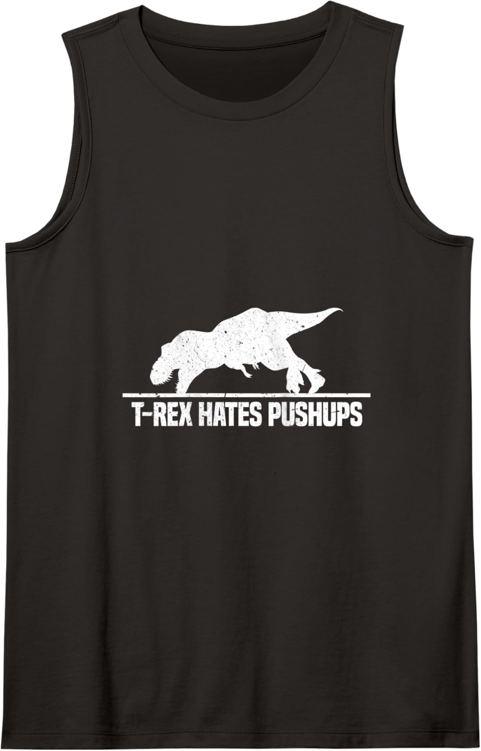 T Rex Hates Pushups Funny Dinosaur Workout Gym Vintage Tank Top - Black