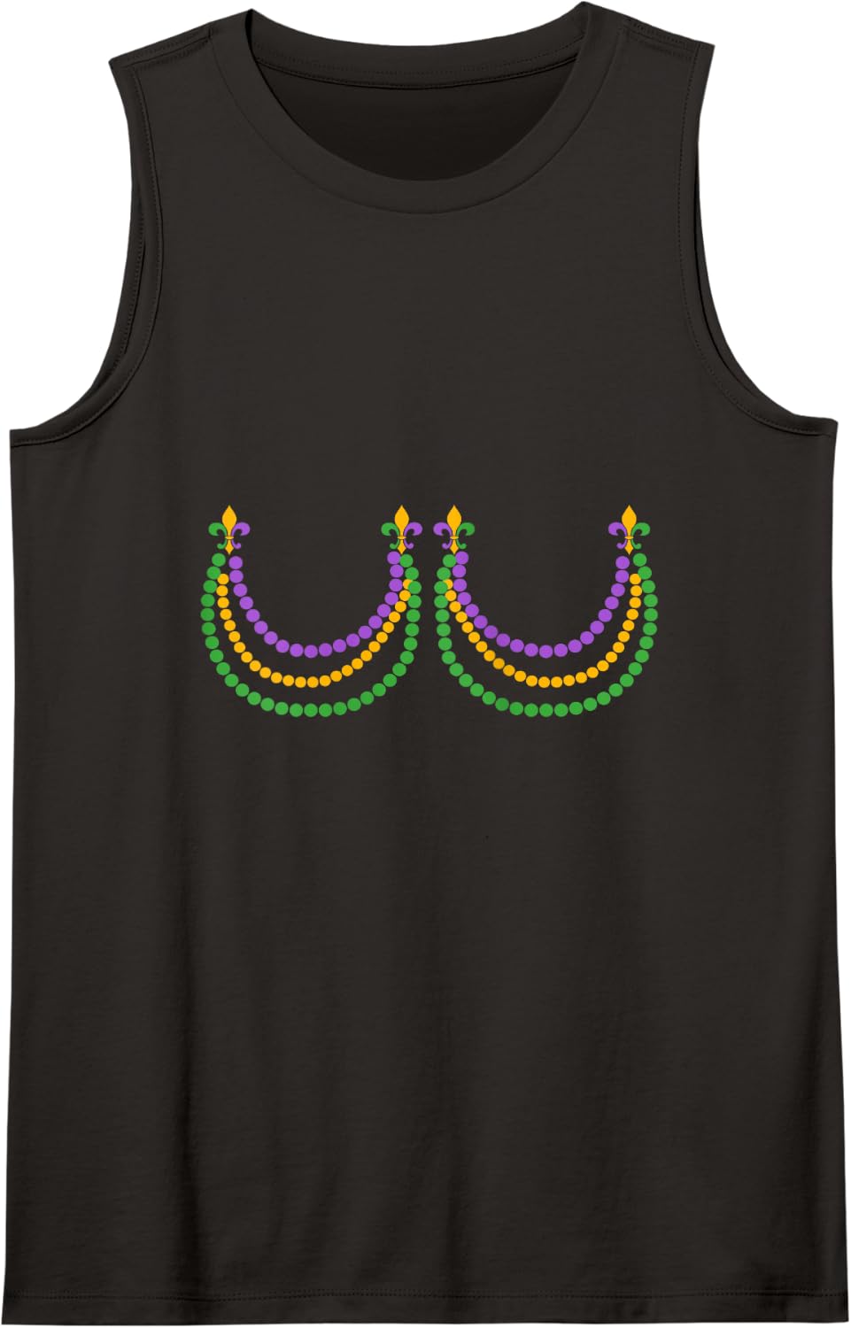 Beads Boobs Mardi Gras Humor Fleur-de-Lis Carnival Women Tank Top - Black