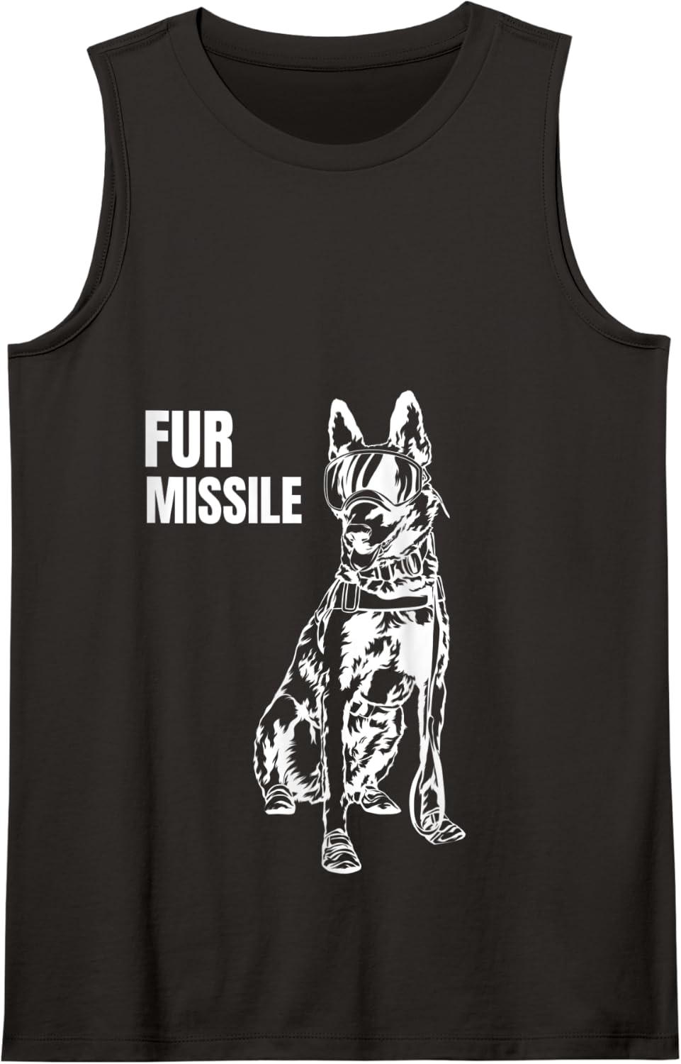Fur Missile - Funny Beligian Malinois Dog Shirt Tank Top - Black