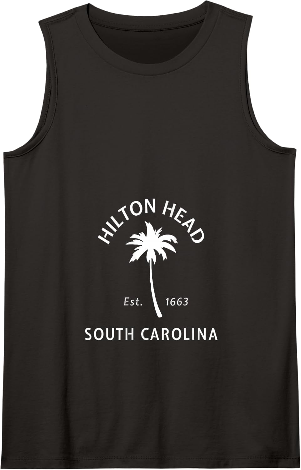 Original Hilton Head Island Palm Tree Novelty Art Surf Tank Top - Black
