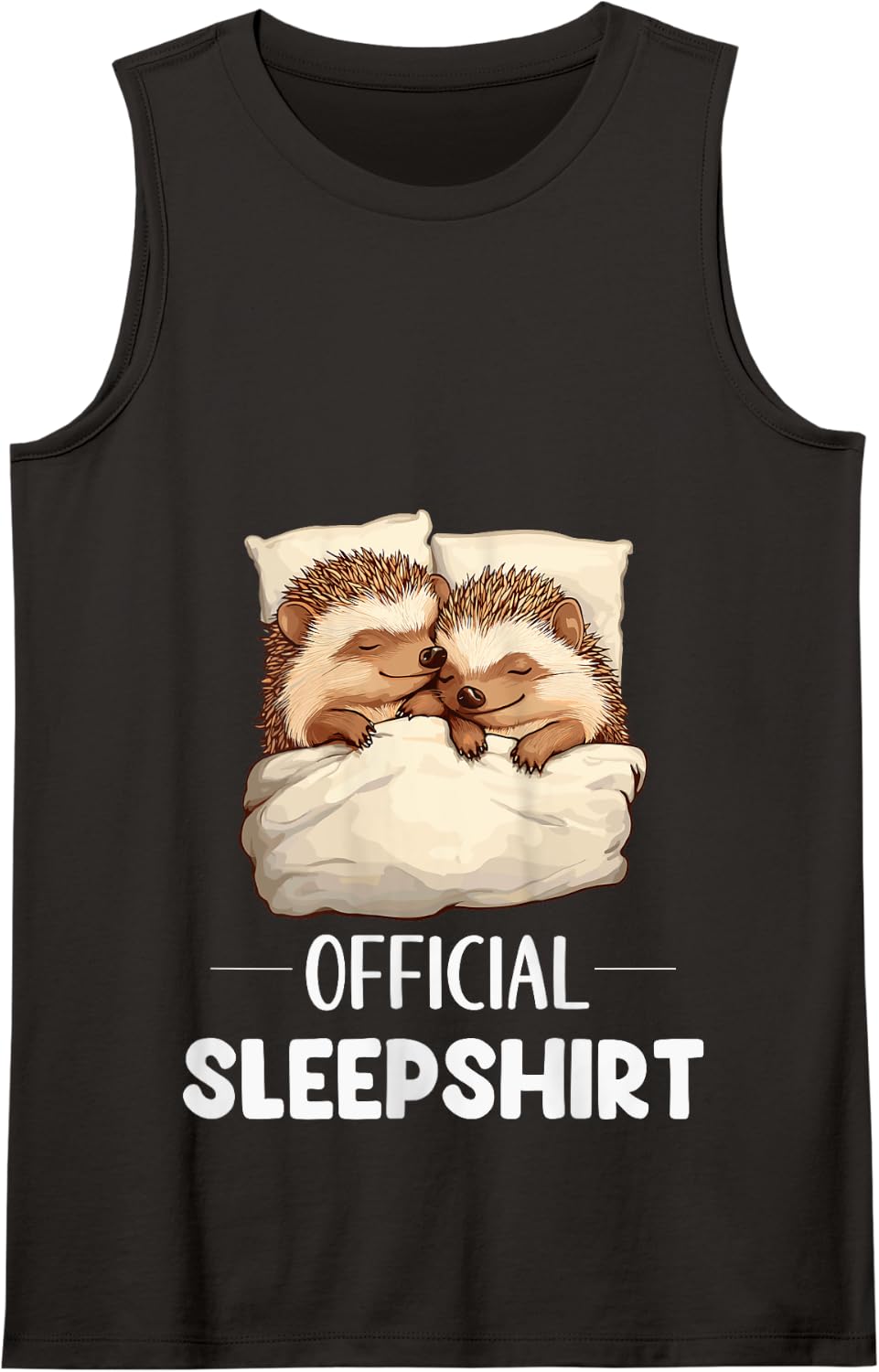 Official Sleepshirt Sleeping Hedgehog Animal Lovers Pajama Tank Top - Black