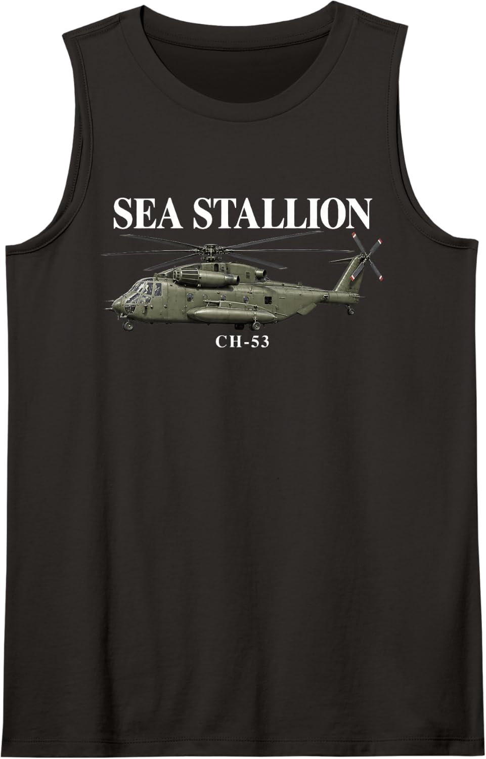 Sea Stallion Ch-53 Military Helicopter Sleeveless Tank Top - Black