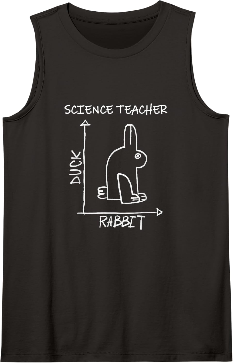 Funny Science Teacher Duck Rabbit Illusion Graph Sleeveless Tank Top - Black