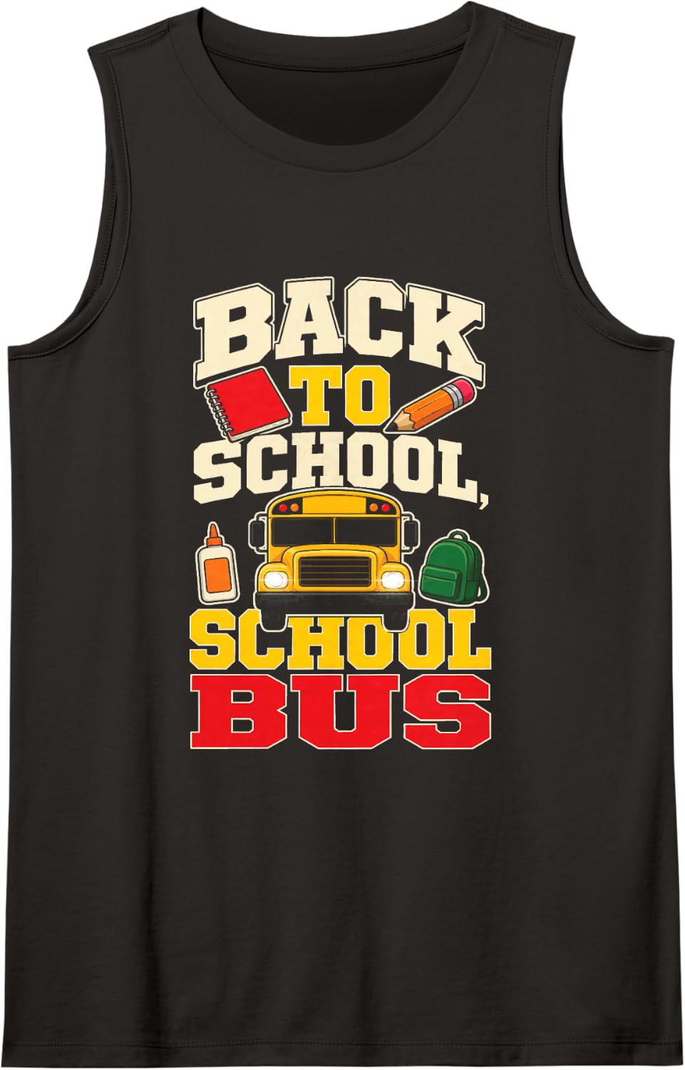 School Bus Driver Back to Class First Day Kids Sleeveless Tank Top - Black