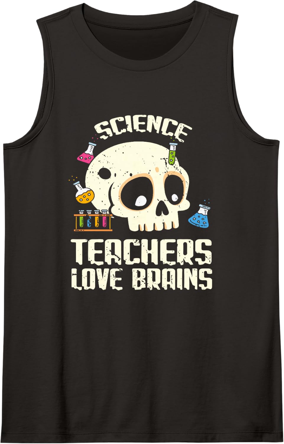 Funny Science Teachers Love Brains - Teachers Halloween Sleeveless Tank Top - Black
