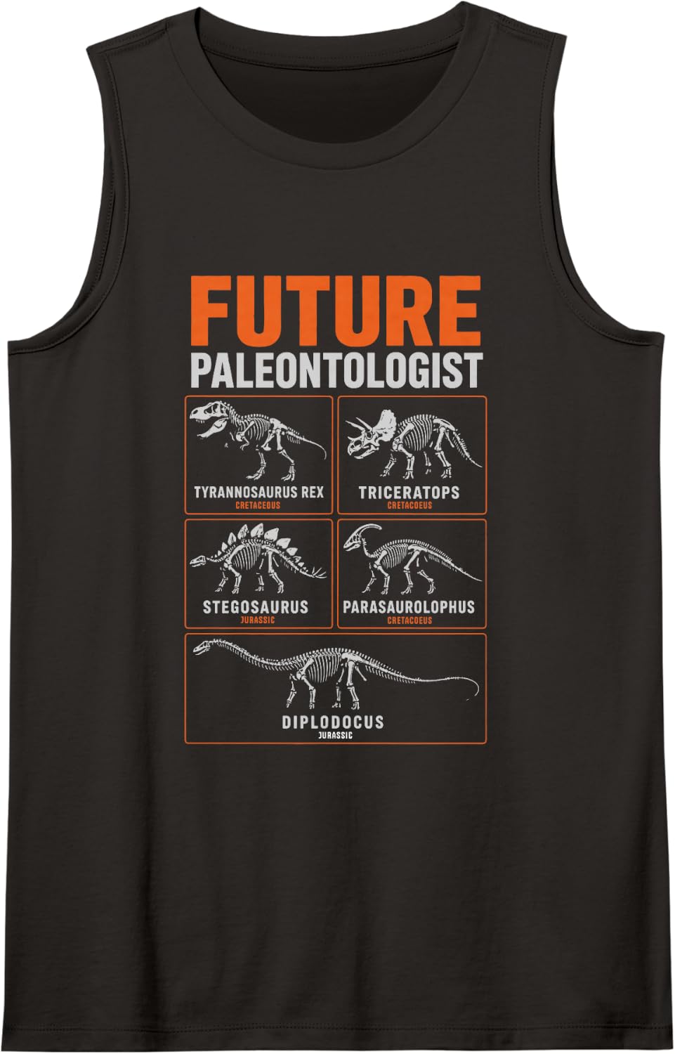 Future Paleontologist Dinosaur Fossil Science Kids Design Sleeveless Tank Top - Black