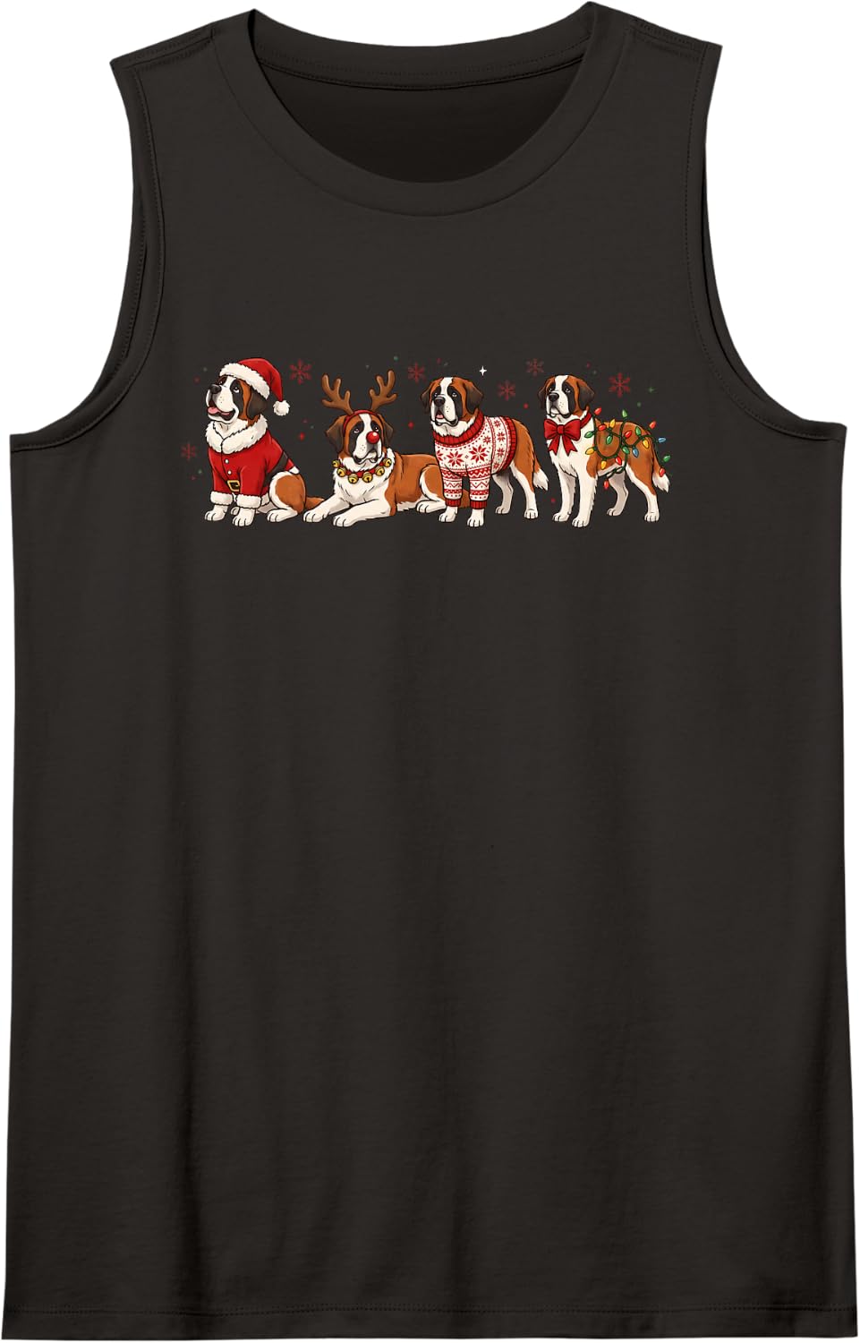 Funny Belgian Malinois Christmas Lights Sweater Dog Mom Sleeveless Tank Top - Black