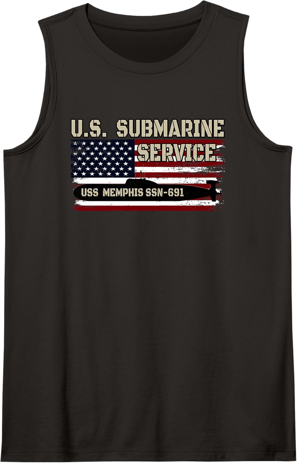 USS Memphis SSN-691 Submarine Veterans Day Father's Day Tank Top - Black