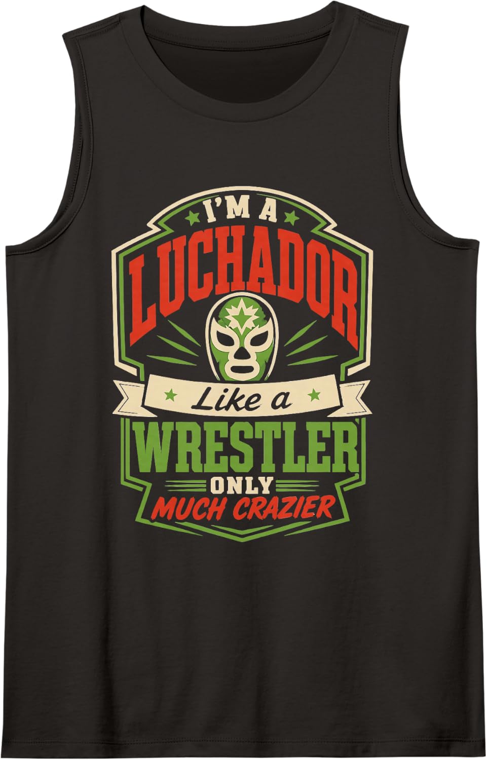 Vintage Lucha Libre Mexican Wrestler Luchador Wrestling Sleeveless Tank Top - Black