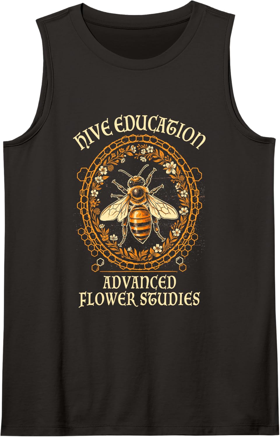 Honeybee Botanical Nature Design Beekeepers Entomologists Sleeveless Tank Top - Black