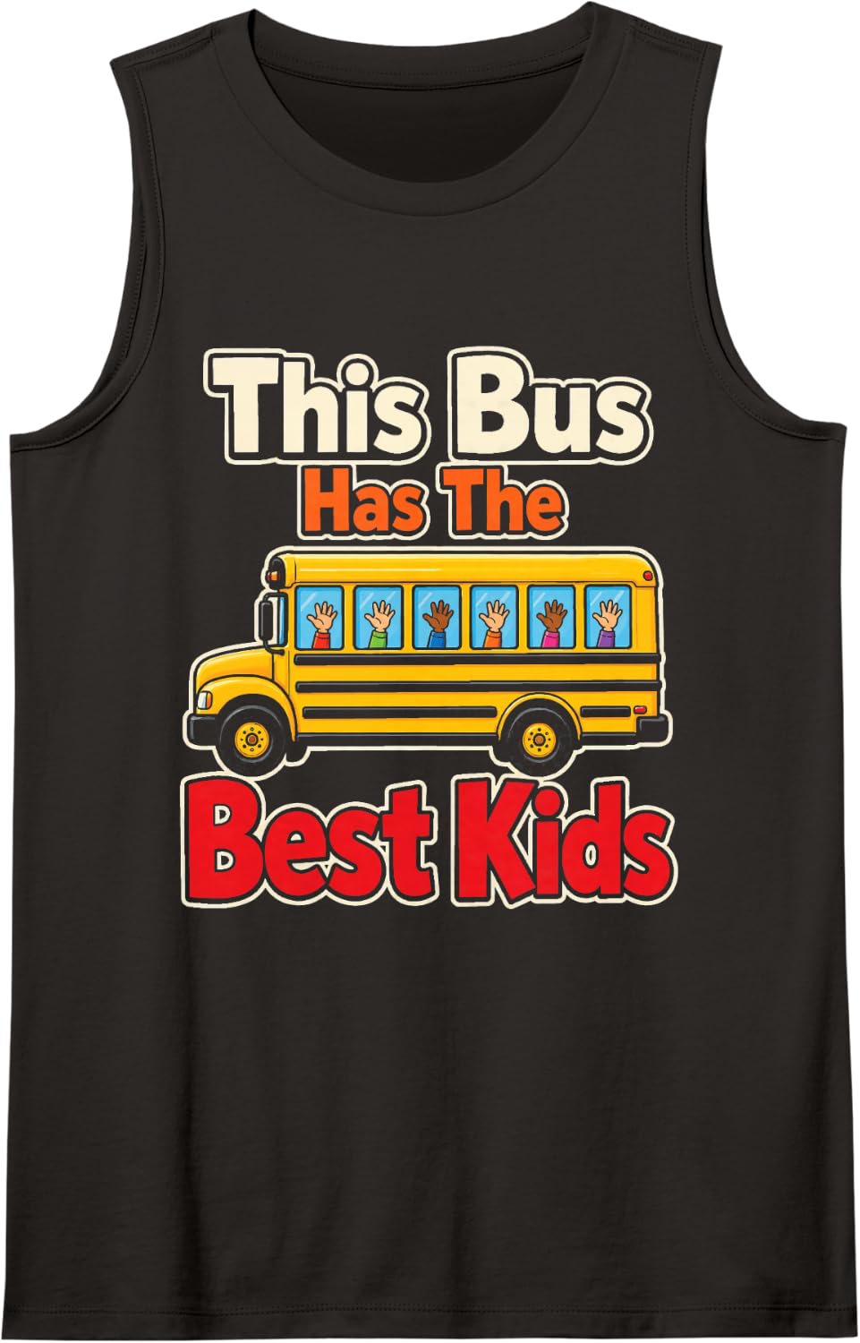 School Bus Driver Happy Kids On Board Cartoon Gift Sleeveless Tank Top - Black