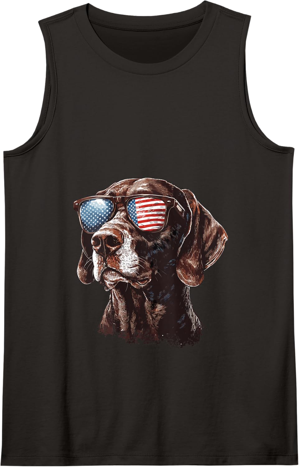 Patriotic GSP USA Flag Sunglasses Dog Lover 4th Of July Tank Top - Black