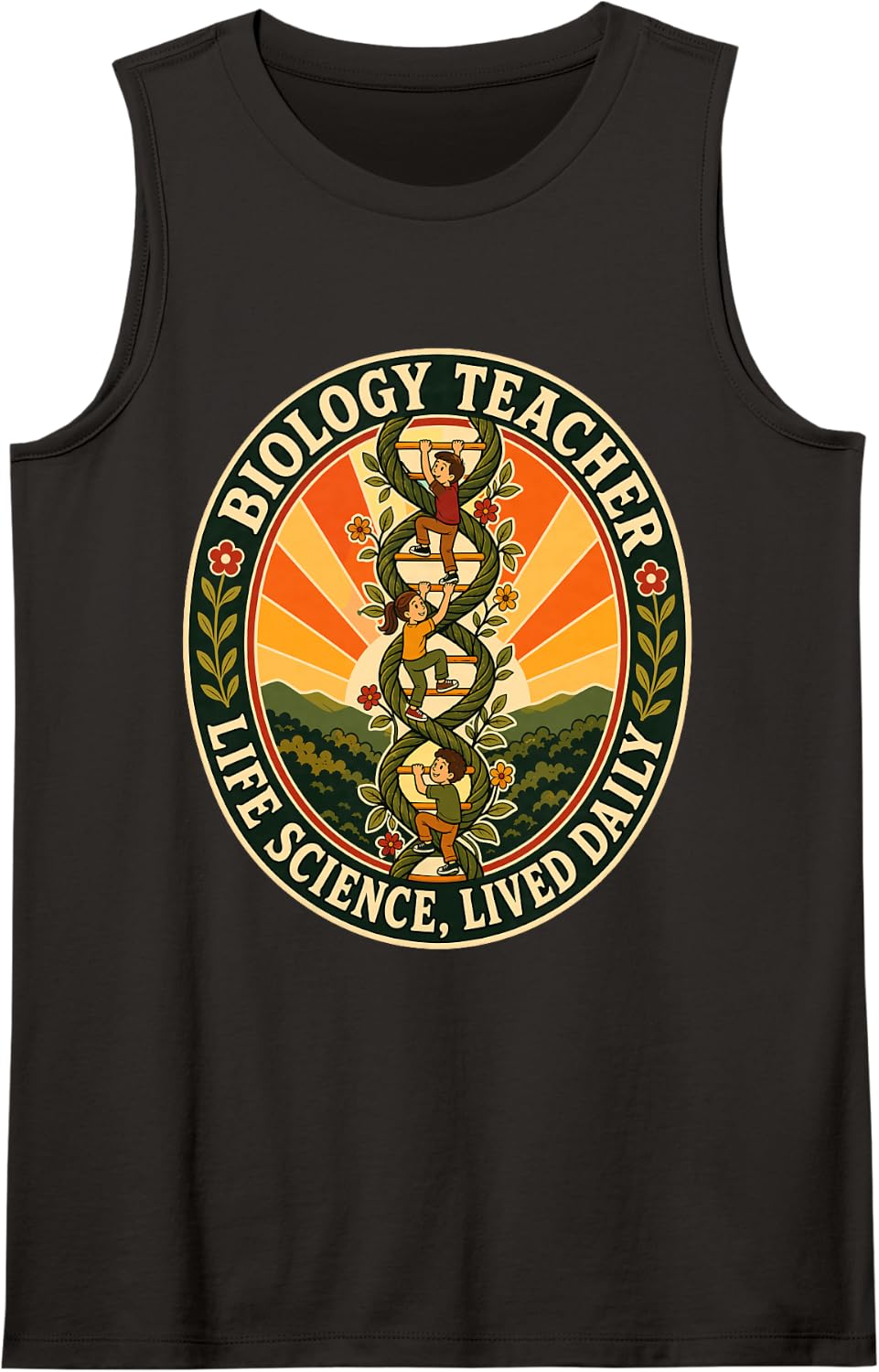 Biology Teacher Life Science Lived Daily DNA Sleeveless Tank Top - Black