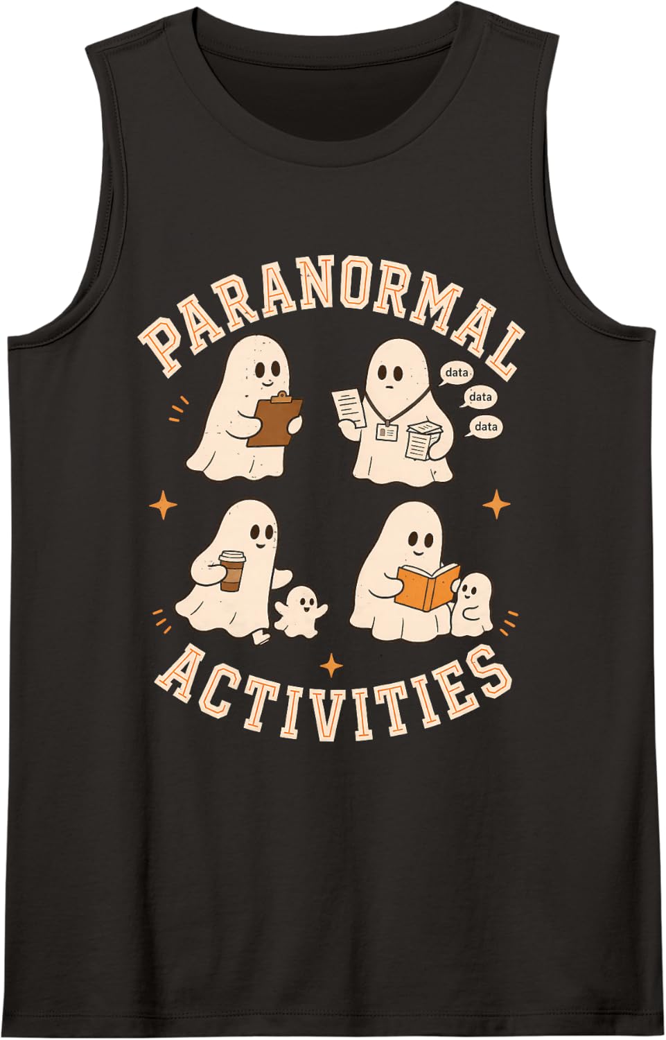 Paranormal Activities Cute Ghost Family Investigator Tank Top - Black