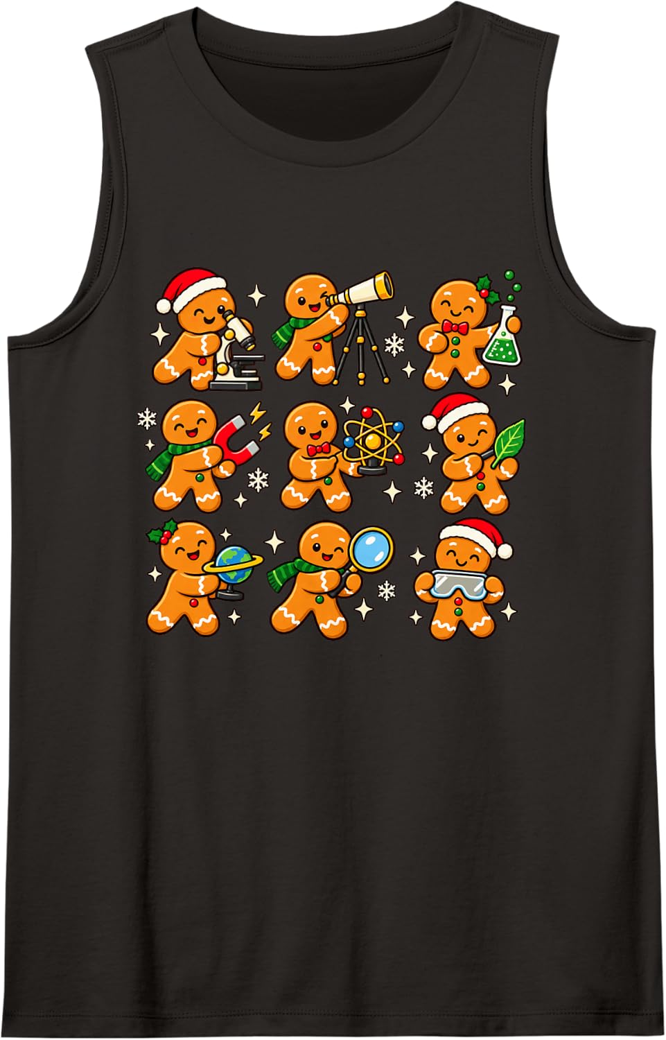 Christmas Science Teacher Gingerbread STEM Classroom Fun Sleeveless Tank Top - Black