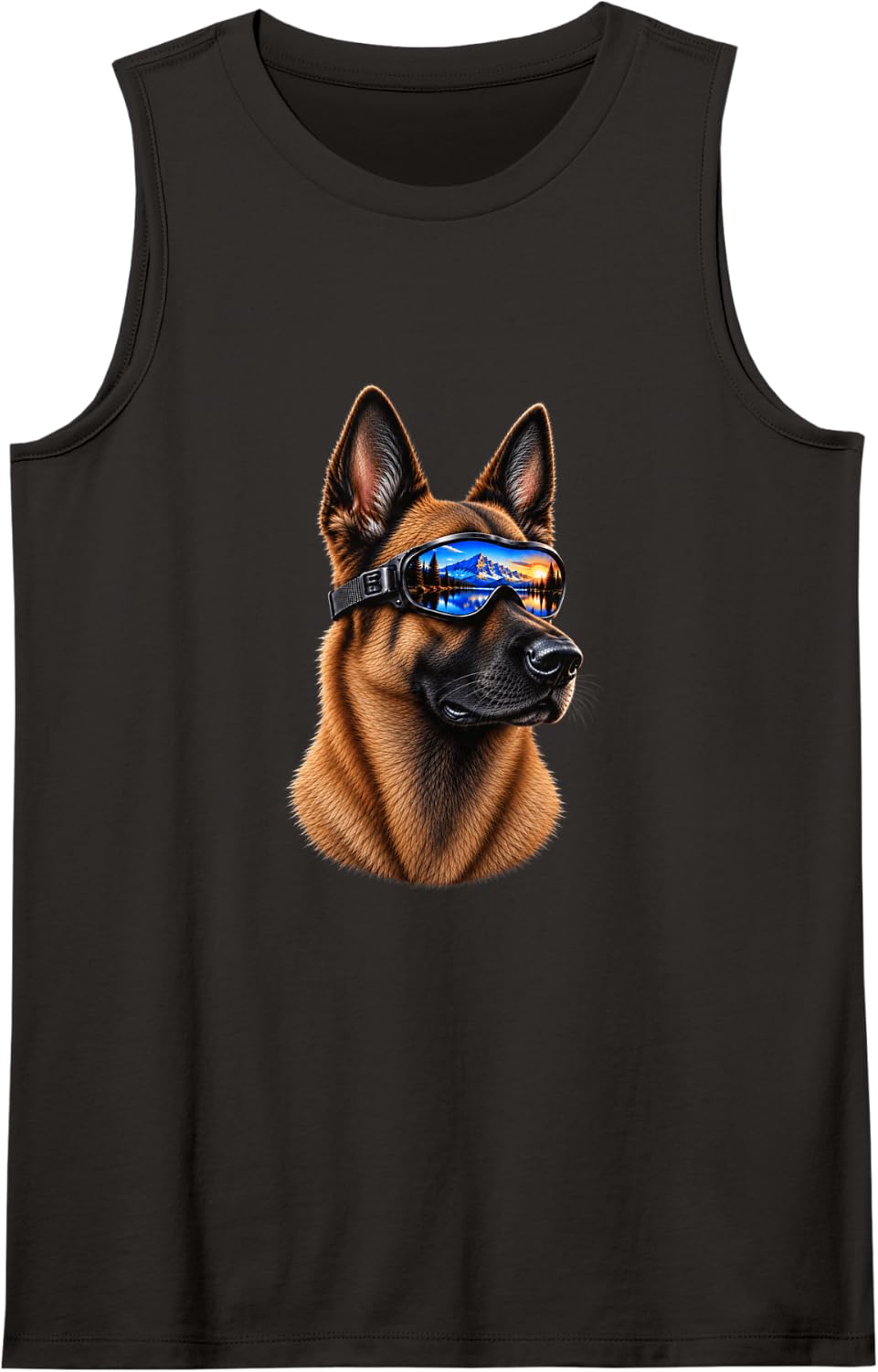 Belgian Malinois Sunglasses Mountain Malinois Dog Sleeveless Tank Top - Black