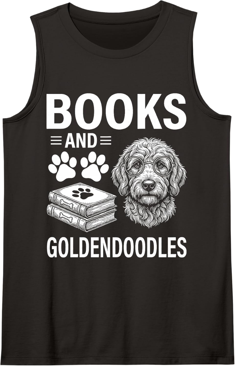 Books and Goldendoodles Funny Goldendoodle Sleeveless Tank Top - Black