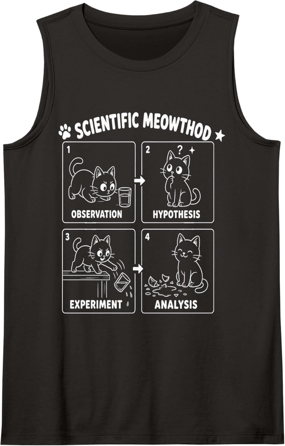 Scientific Meowthod Funny Science Cat Teacher Student Cool Sleeveless Tank Top - Black