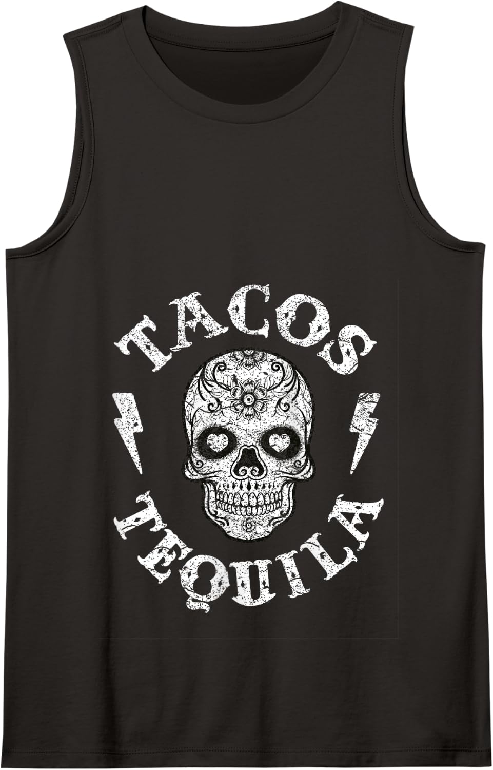 Sugar Skull Tacos & Tequila Shirt Mexican Fun Tee Women Tank Top - Black