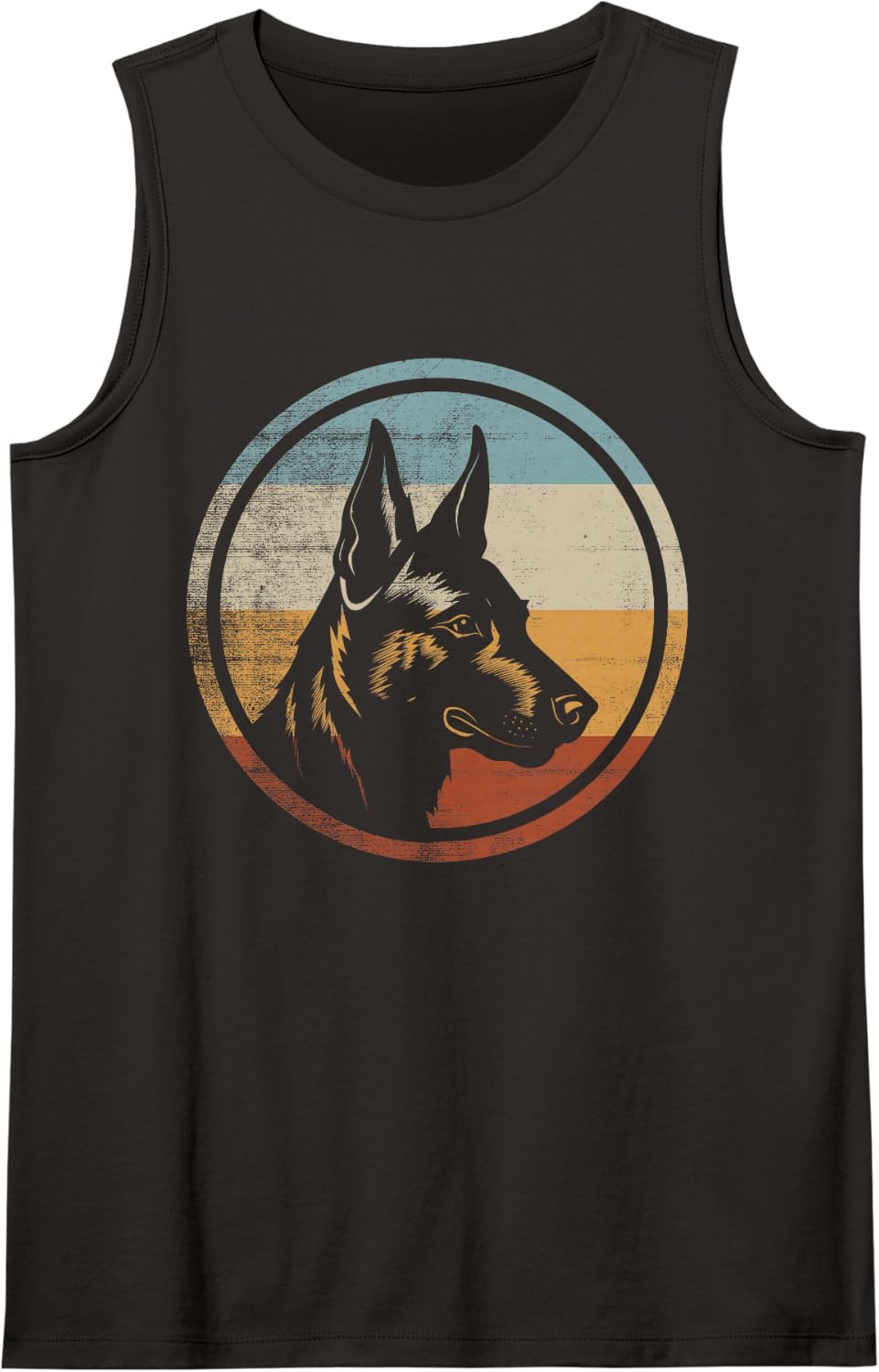 Retro Vintage Design Belgian Malinois Dog Tank Top - Black