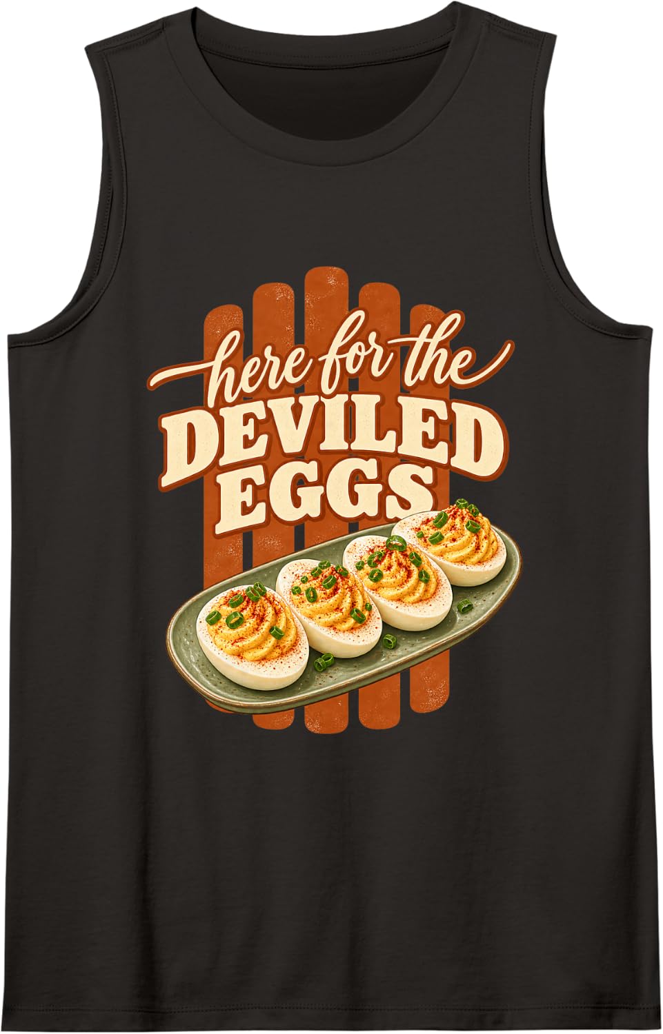Here for the Deviled Eggs Thanksgiving Food Lover Sleeveless Tank Top - Black