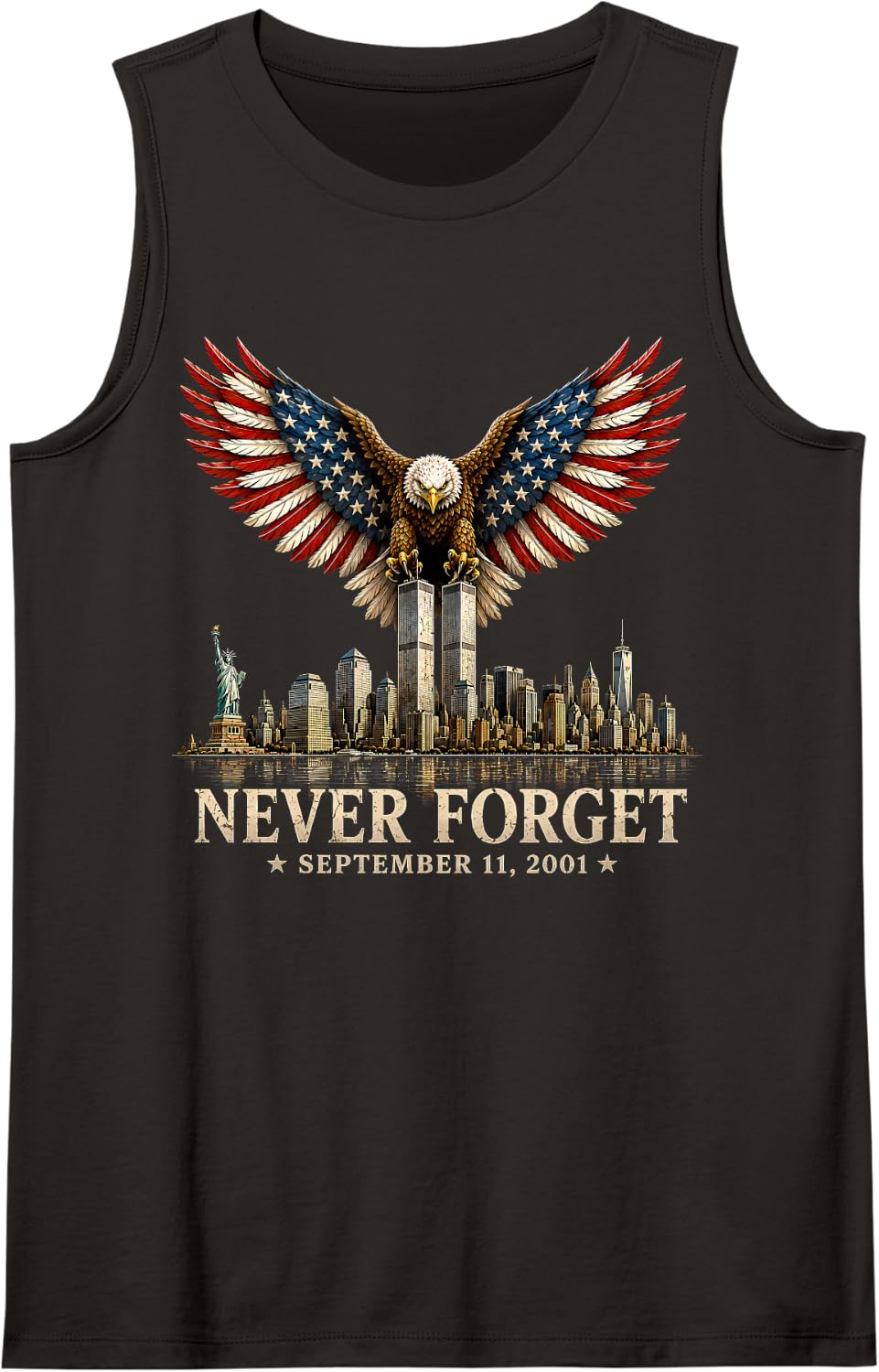 Retro Remember Honor Unite 25th Anniversary 9 11 Sleeveless Tank Top - Black