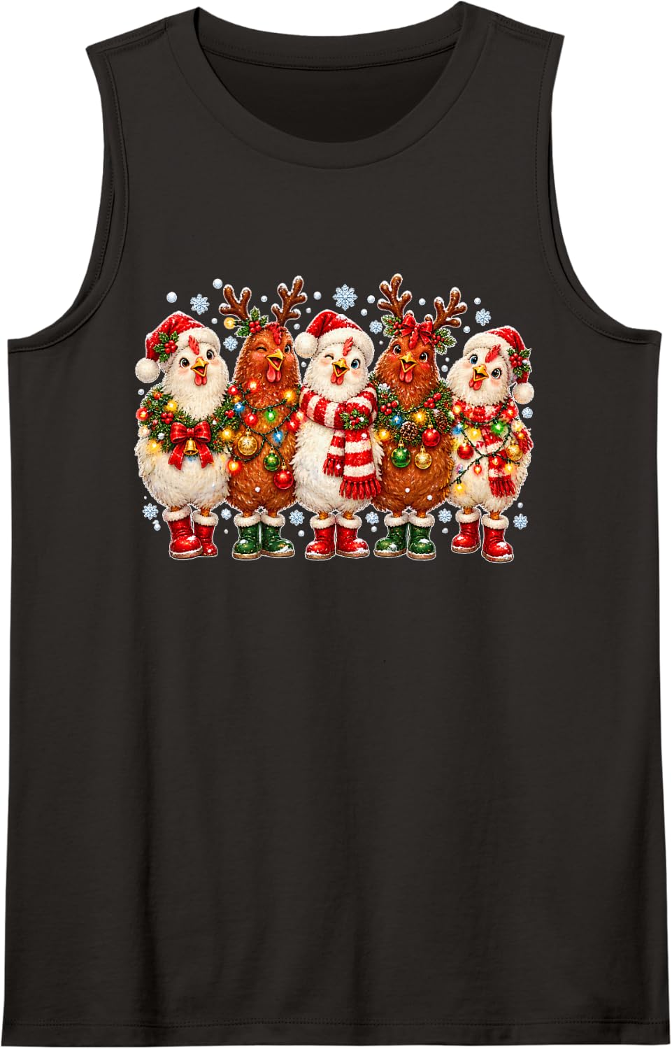 Funny Christmas Sleeveless Tank Top - Black