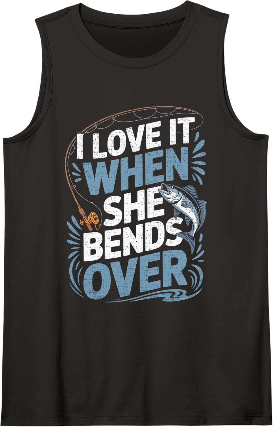 Fishing Fisherman Fisher Sleeveless Tank Top - Black