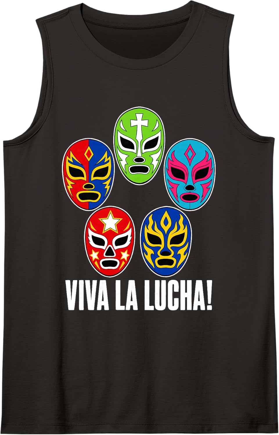 Mexican Mask Wrestling Lucha Libre Sleeveless Tank Top - Black