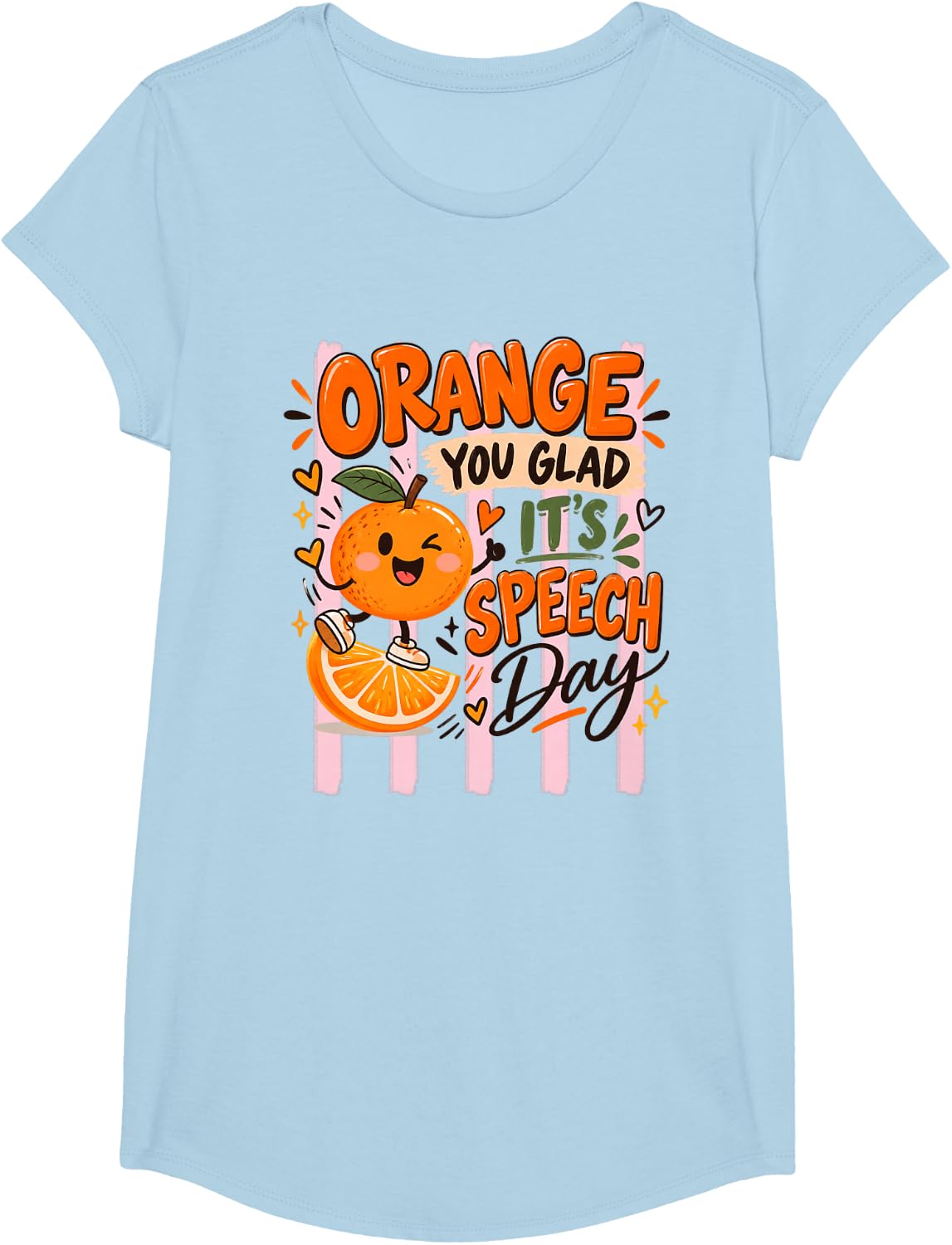 Speech Therapy Tee Orange You Glad It's Speech Day Graphic T-Shirt - Girls Baby Blue