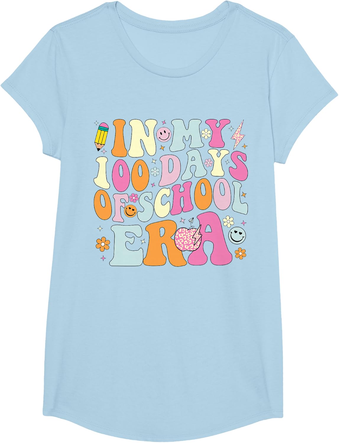 Groovy In My 100 Days Of School Era Cute 100th Day Of School Tee T-Shirt - Girls Baby Blue